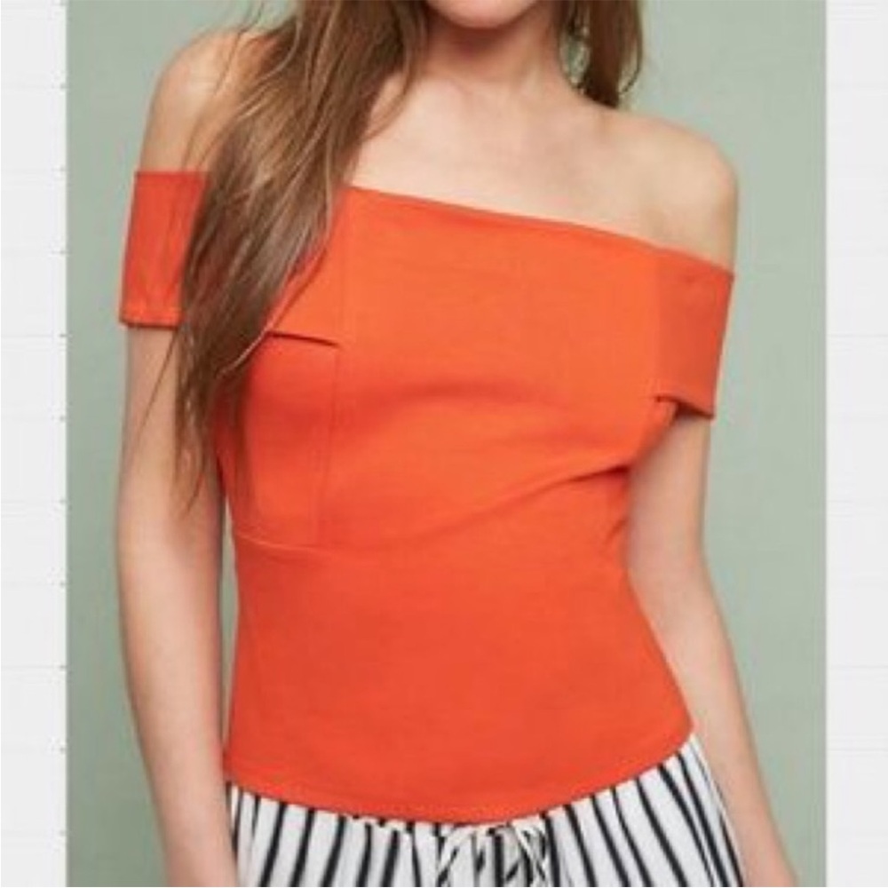 NWT Orange Deletta Anthropologie Off-Shoulder Top Medium